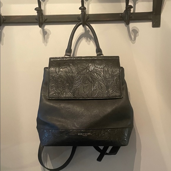 Darcy Marks London Handbags - Darcy Marks London Black Embossed Vegan Leather Backpack